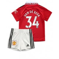 Dres Manchester United Donny van de Beek #34 Domaci za djecu 2022-23 Kratak Rukav (+ kratke hlače)